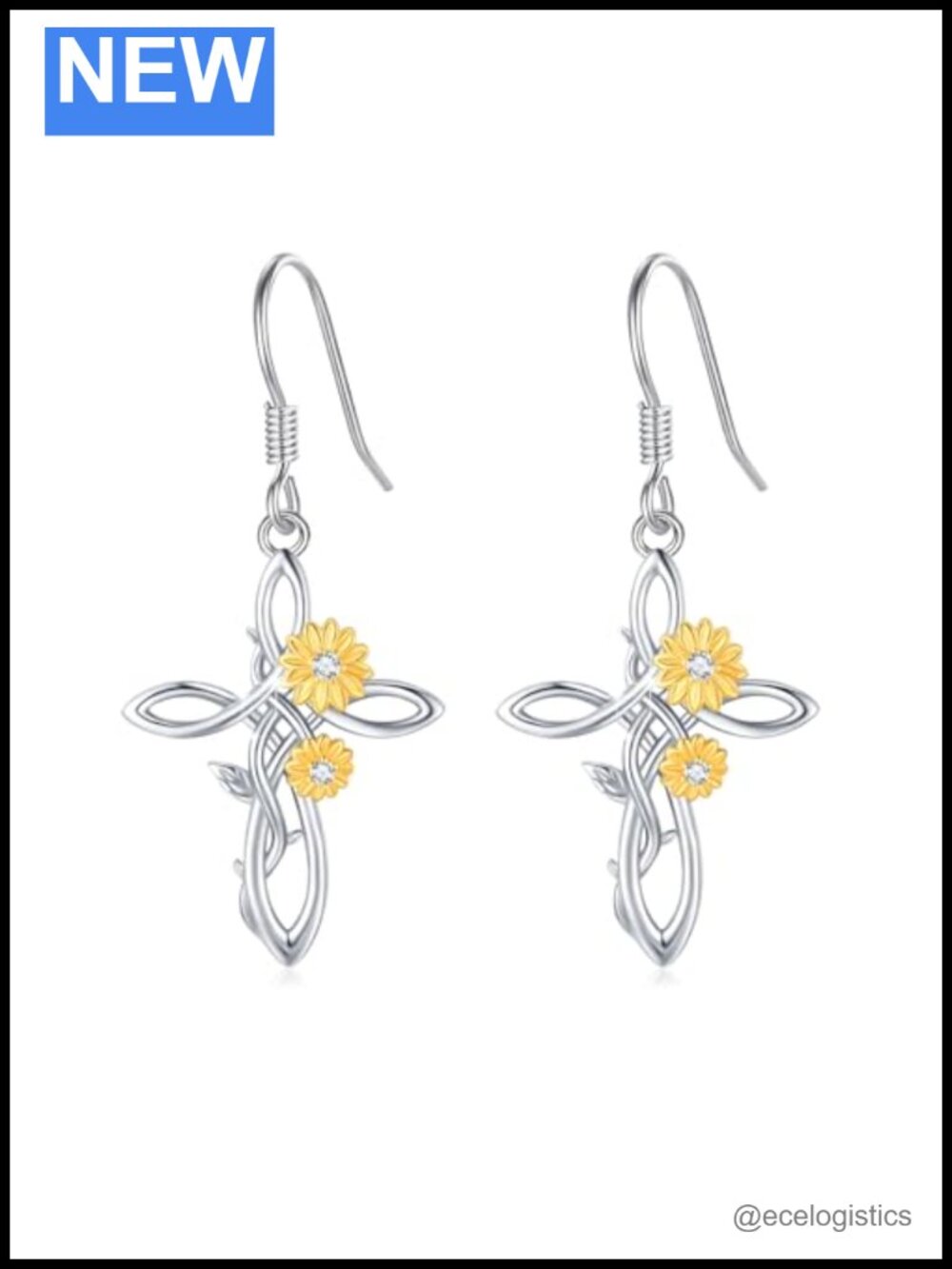 925 Sterling Silver Sunflower Earrings You Are My Sunshine Flower Dangle